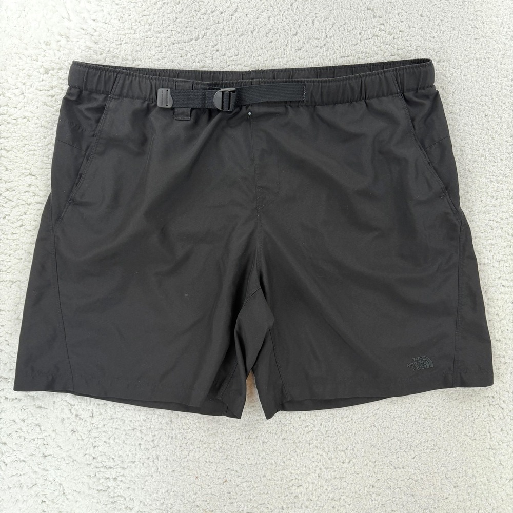 The North Face Shorts Mens 2XL Black Solid Trunks Belted Quick Dry Hiking